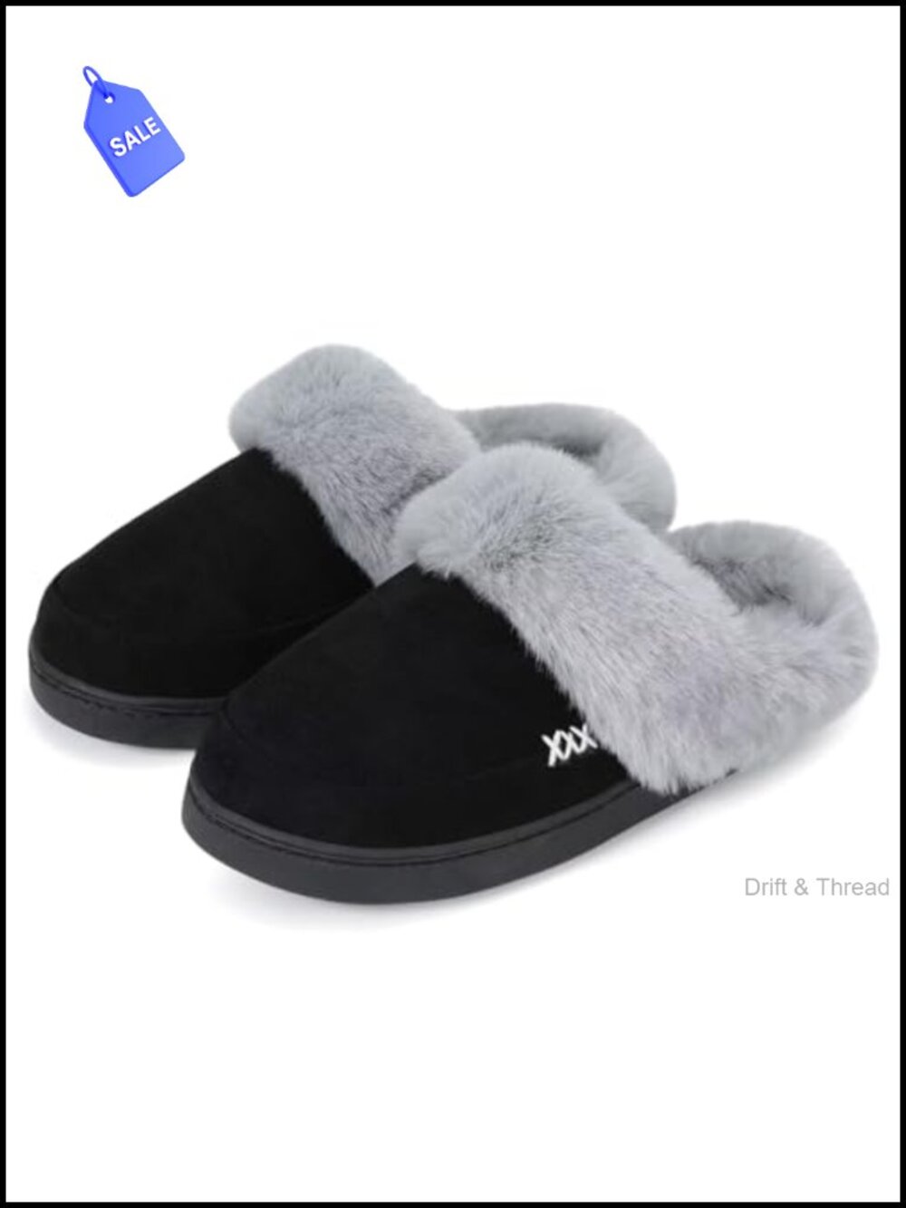 Memory Foam House Slippers Faux Fur Lined Suede Non-Slip Indoor Outdoor